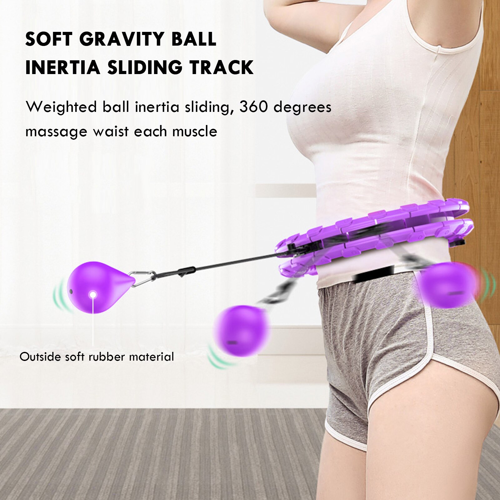 Smart Sport Gewogen Hoop Taille Training 24 Knopen Afneembare Massage Accessoires Voor Gym Thuis Fitness Vrouwen Gewichtsverlies Buik