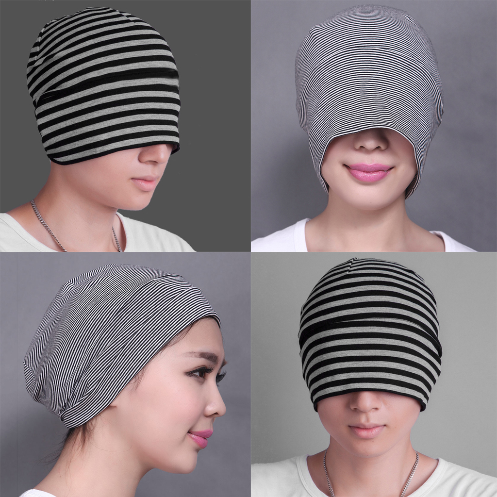 Volwassen Mannen Vrouwen Katoen Night Cap Vlakte Slapen Hoed Beanie Zachte Slaap Patch Slaap Solid Caps Zwart Wit