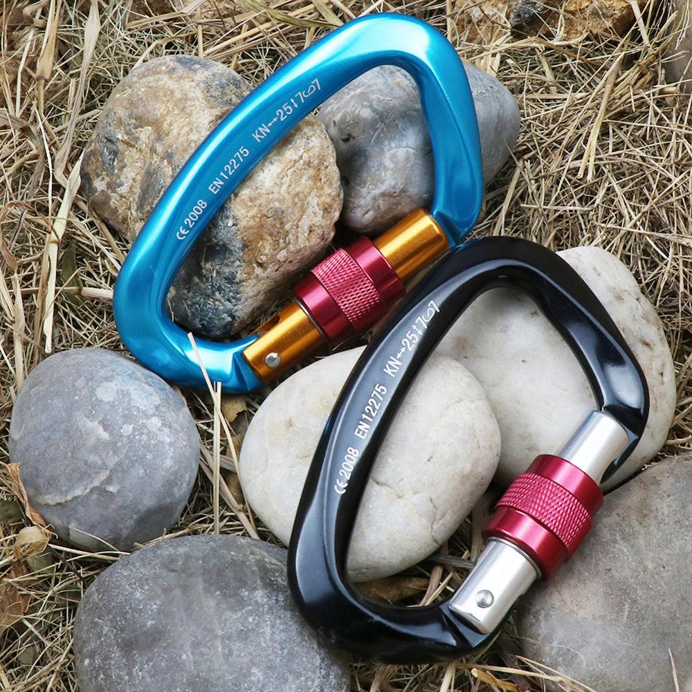 Neue 25KN Klettern Karabiner D Form Klettern Schnalle Lock Sicherheit Sicherheit Master Schraube Lock Schnalle Ausrüstung