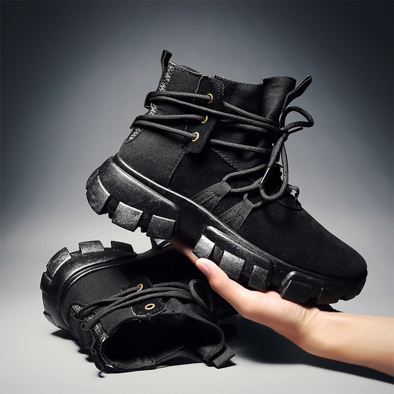 Bigfirse herr casual high top boots snörning herr skor korta boots herr sneakers lätta trend skor vår/höst