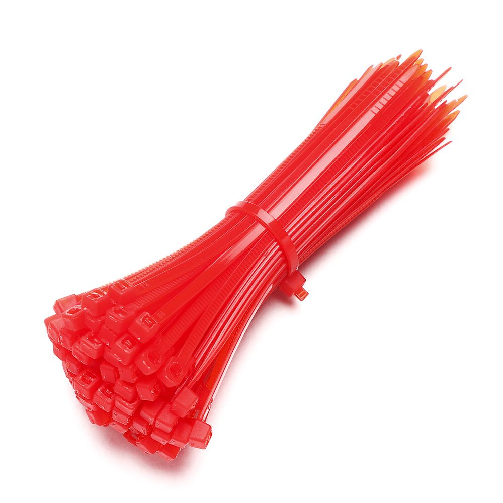 100pcs Self-Locking Nylon Wire Cable Zip Ties Cable Ties Organiser Fasten Cable Ties assorted Industrial Supply Fasteners: Red