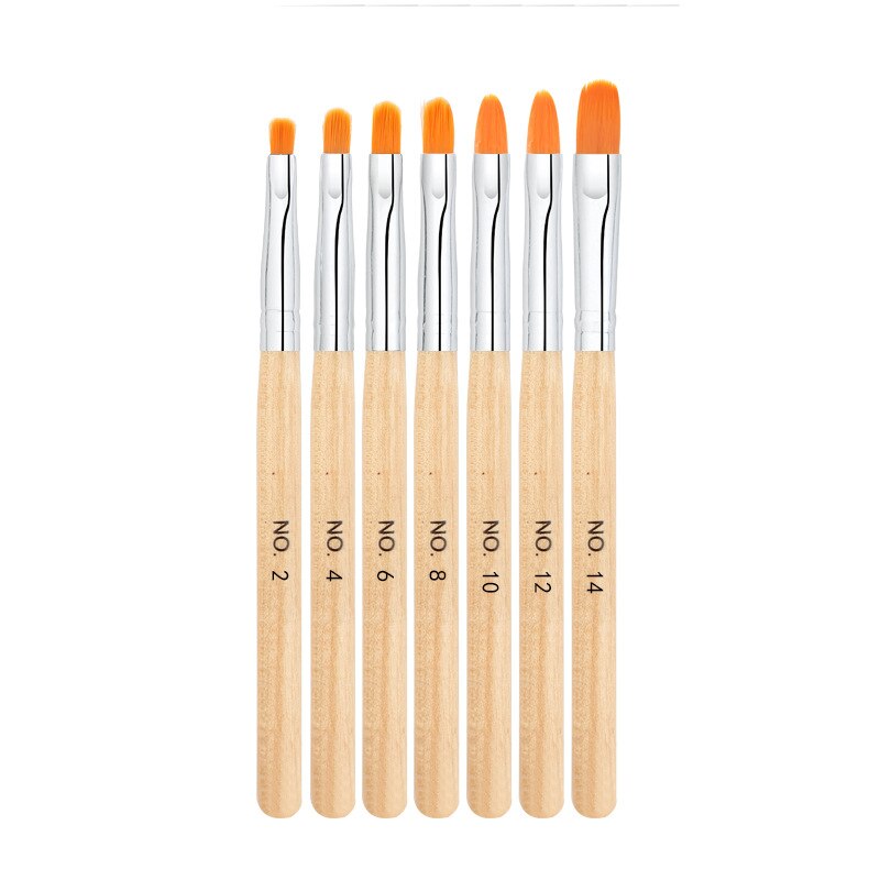 3/5/7 stk uv gel pensel pen negle liner maleri tegne pensler akryl tegne pensel til negle manicure børster sæt: Træ 7 stk