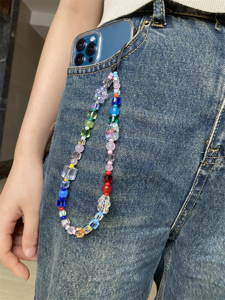 Herlook Vlinder Telefoon Bedel Riem Crystal Kubus Kralen Bloem Telefoonketting Y 2K Accessoires Mix-Kleur Hars Mobiele Telefoon Lanyard