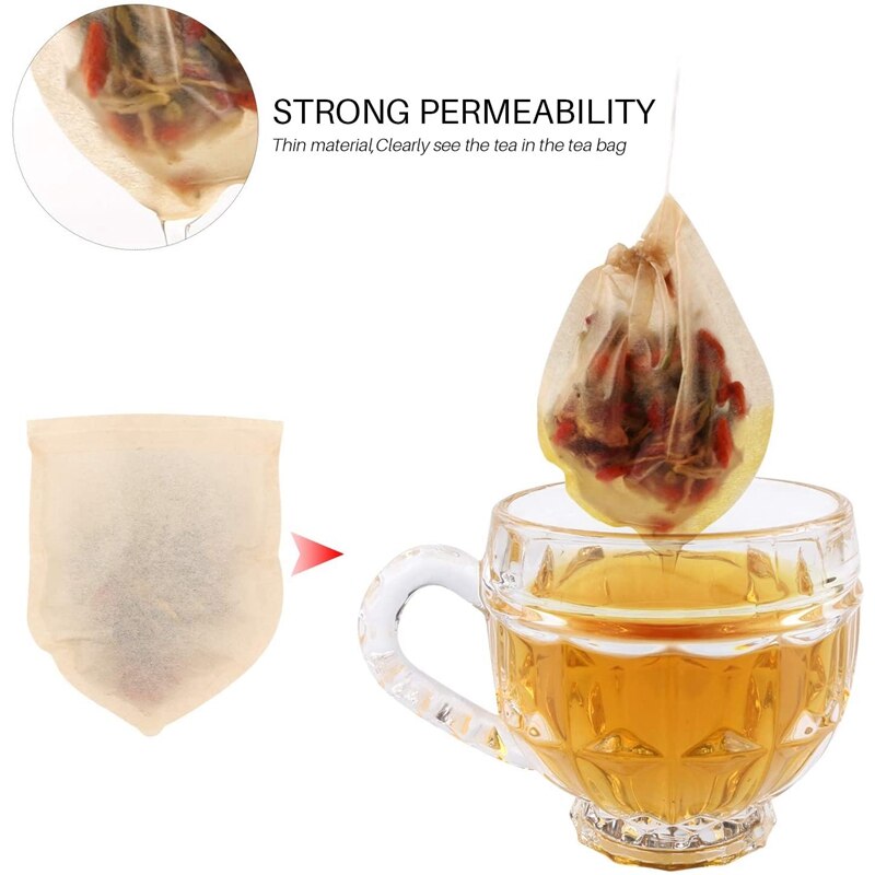 Tea Bags,300 Pcs Disposable Empty Tea Bags Drawstring Tea Bags Natural Materials Tea Bags Suitable for Pine Leaf Tea