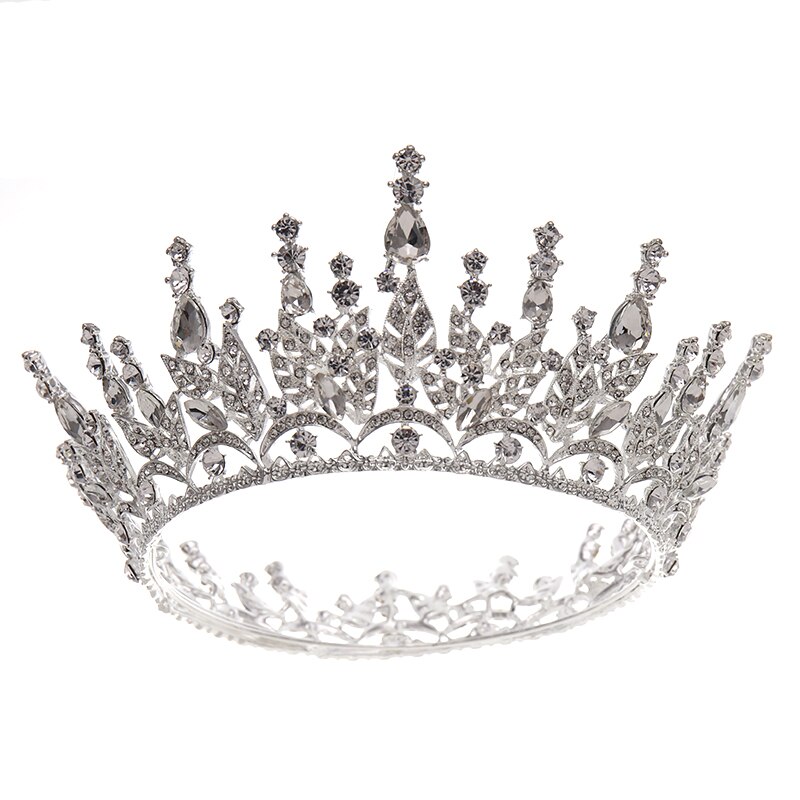 Diadema barroca Vintage con diamantes de imitación para mujer, Tiaras y coronas, accesorios para el cabello para novia y boda, joyería, tocados: Silver