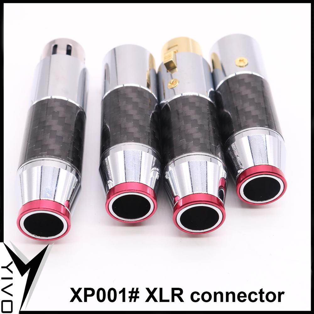 2 pairs/4pairs Female Male 3 pins Carbon Fiber Brass Plated Rhodium Gold XLR Plug Connector