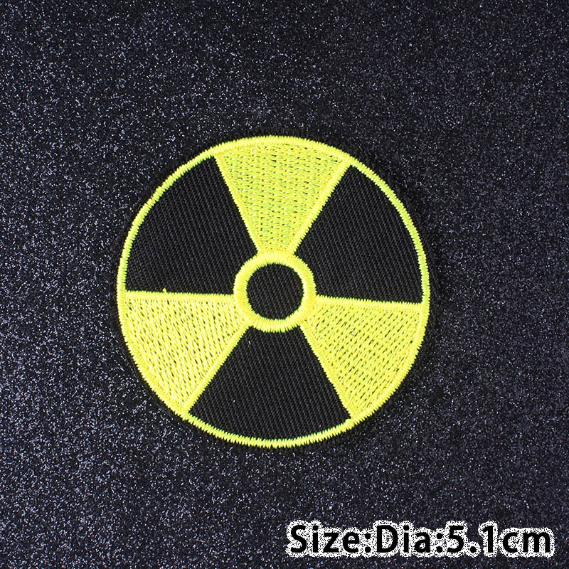 Chernobyl Nuclear Dangerous Sign Radioactive Patch Embroidery sewing Yellow Green Iron on Patch For Clothes Applique DIY Fabric