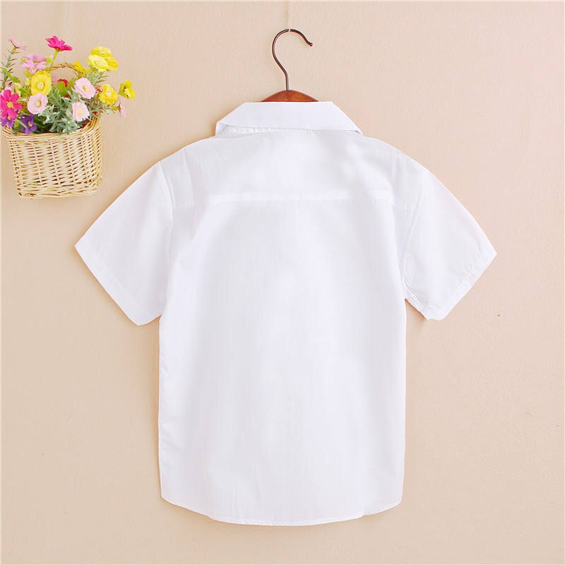 Forår og efterår dreng hvid skjorte børns bomuld kortærmet studerende præstationstøj