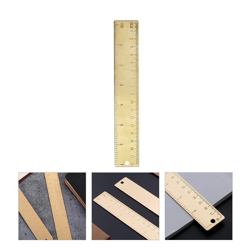 Office Measuring Ruler Decorative Brass Ruler Multi-functional Straight Ruler