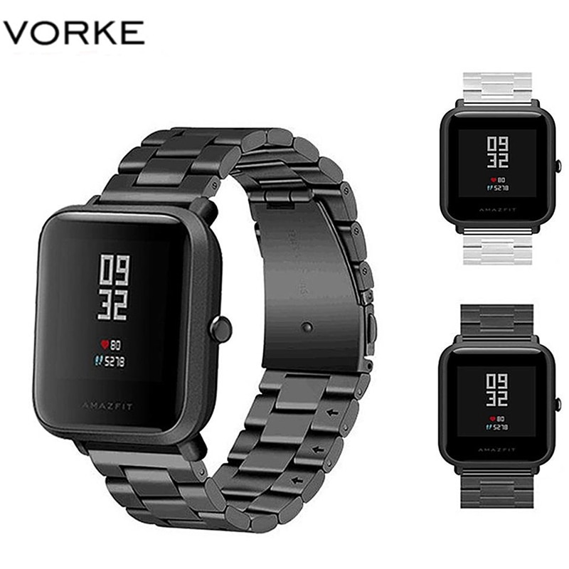 Vorke VKS1 Metall Edelstahl Ersatz Uhr Band für Xiaomi Huami Amazfit Bip mit Einstellung Ersetzen Armband Straps