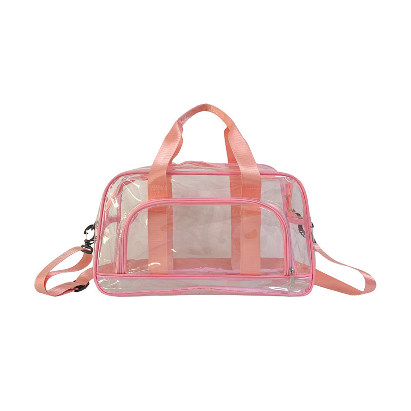 Sac de voyage transparent de grande capacité, sac à bandoulière en PVC transparent, rangement de fitness, sac à main transparent, 1PC: Rose