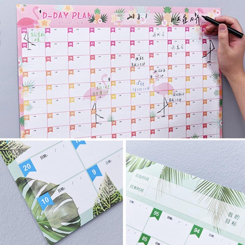 100 dagars nedräkningskalender inlärningsschema periodiskt planerare tabell för barn studieplanering lärande material