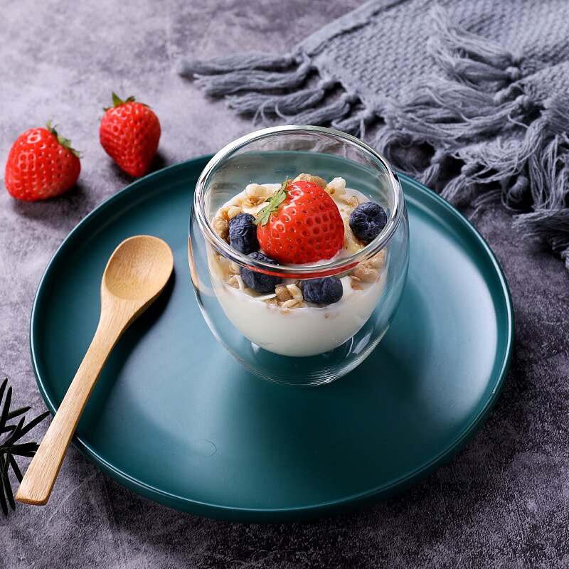 Transparent Double-layer Insulation Cup Heat-proof Anti-freeze Coffee Cup Ice Cream Cup Milk Cup Tea Cup Beverage Cup Creativity