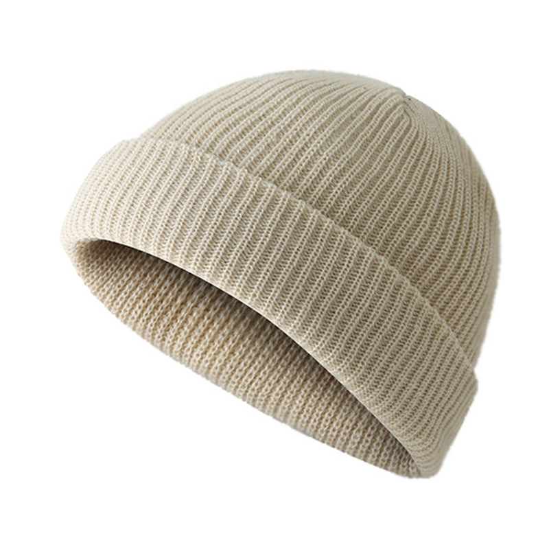 Moda cappello lavorato a maglia Casual corto comodo berretto elastico inverno riscaldamento cappello universale per uomo donna HB88: Beige