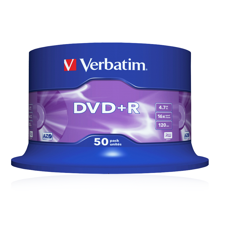 VERBATIM-paquete 43550 virgen DVD + R, 4,7 Gb, 16 20 Min, flexible, para grabación y grabación de música, soporte óptico, grabadora de respaldo, reproductor de vídeo, regrabable, audio, fotografía digital