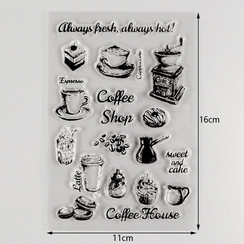 Clear Coffee Shop Stamps Scrapbooking and Cardmaking Supplies Coffee Poster Stamps