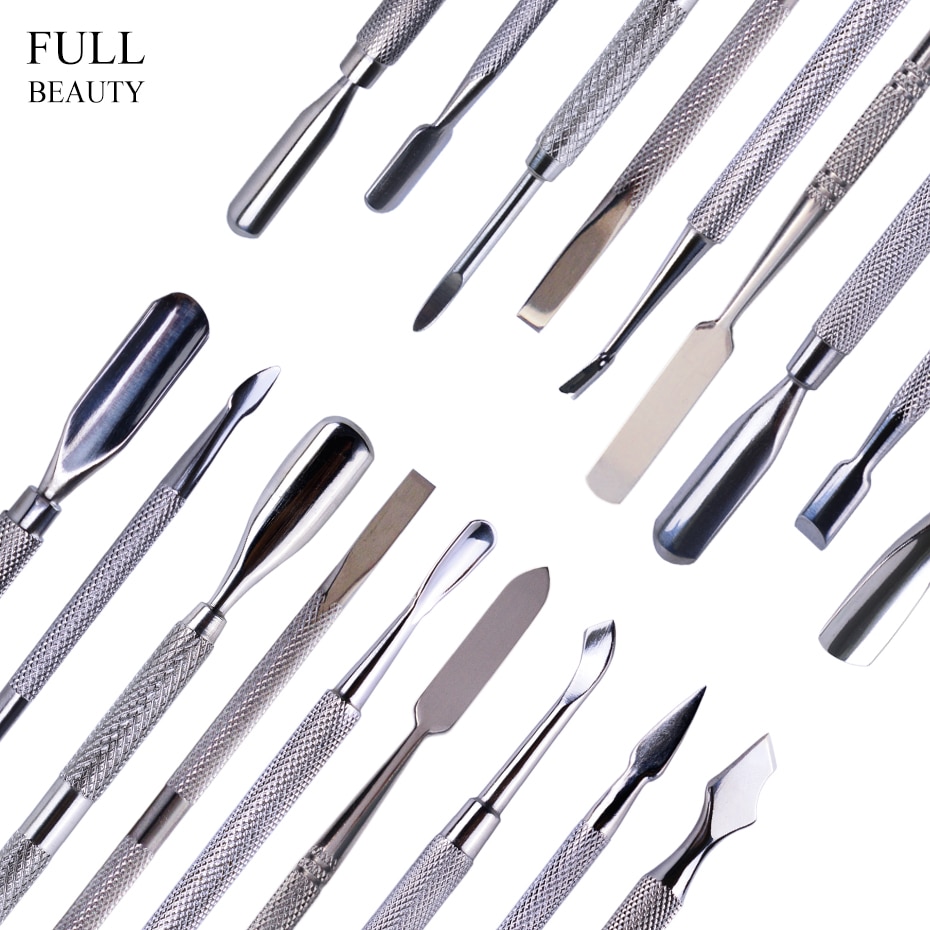 1pc Stainless Steel Cuticle Pusher Spoon Double Sided Nail Art Trimmer Dead Skin Cutter Manicure Pedicure Nail Care Tools LY1-9