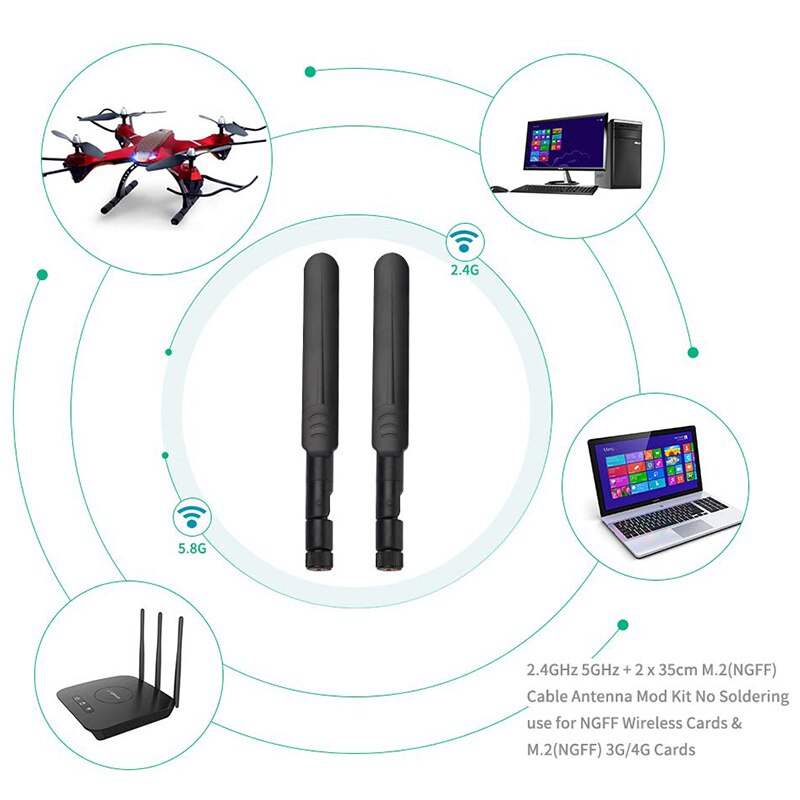 WiFi Antenne 2,4 Ghz/5G/5,8 Ghz Omni Dual-Band 5dbi Antenne RP SMA männlichen 2,4G 5G 5,8G + 1,13 PCI U.FL Zopf Kabel