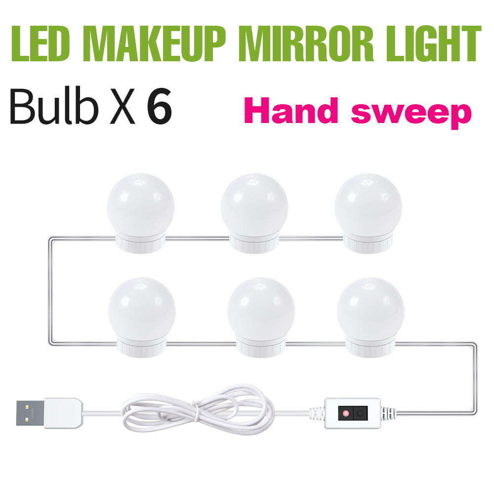 Miroir de maquillage à LED avec ampoule IQUE Table, lampe à intensité variable, décoration de chambre à coucher, miroirs cosmétiques, éclairage de remplissage, DC 5V: jaune clair