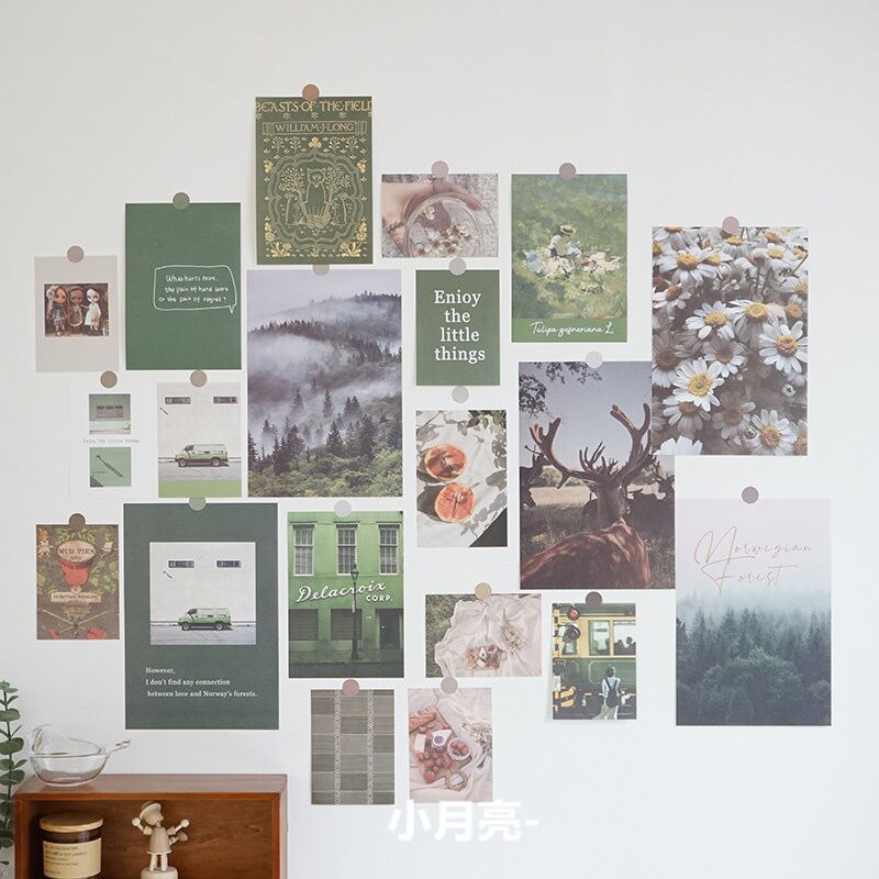 Væg collage sæt æstetisk ins kunst vægklistermærker vægmalerier selvklæbende soveværelse vægklistermærker sovesal værelse dekoration: 004