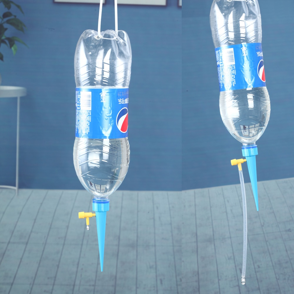 Gran botella de coque utiliza Kits de auto riego ajustables maceta de plástico riego automático por goteo de agua pico pila de cono