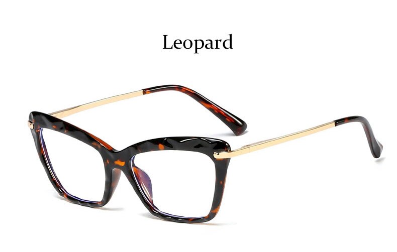 Montura de gafas cuadradas a la para mujer, montura de gafas de luz azul, lentes ópticas de ordenador, monturas transparentes: Leopard