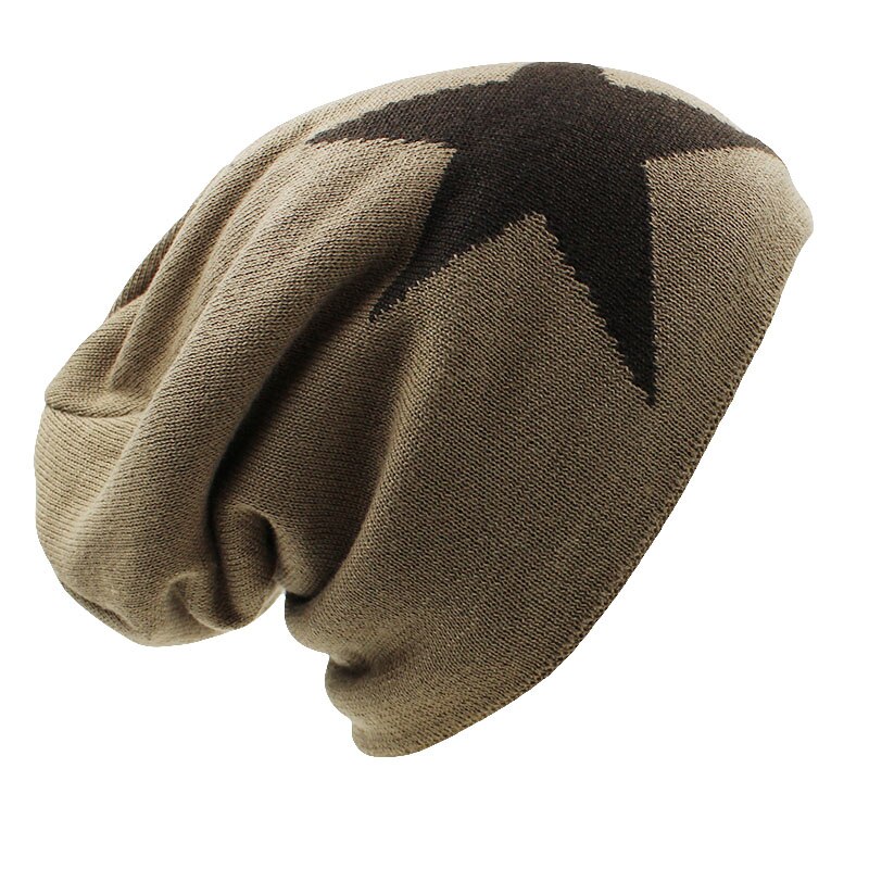 Lovingsha fuskpäls varm baggy stickad mössa herr mössor stickade skullies huv hattar för män kvinnor mössor herr mössa för män: Kaki