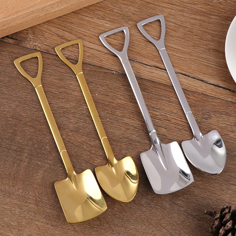 1 st retro spade kaffesked rostfritt stål dessert sked vattenmelon sked glass sked spets spade platt spade gou