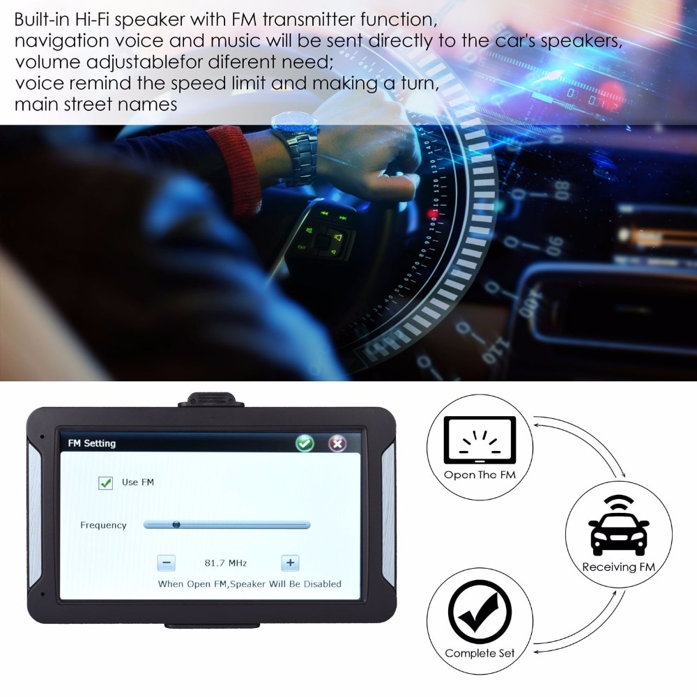 Oriana 7inch HD Car GPS Navigation FM 8G 256MB or 128MB latest Europe Map Resistive or Capacitive Truck gps navigators