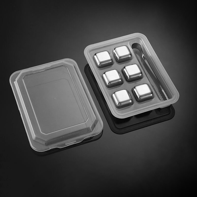 4/6/8 Pce Stainless Steel Ice Cubes Whiskey Stones Set Drinks Wine Champagne Cooler Round Reusablel Ice Cube Bar Utensils: style C