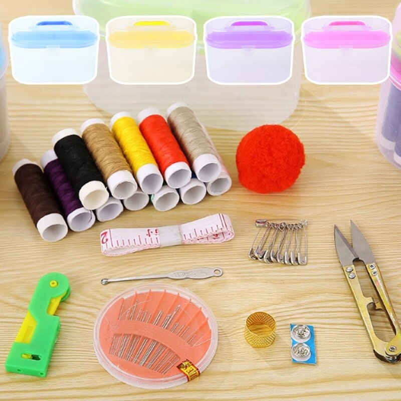 Sewing Kit Tool Storage Box Needle Thread Scissor Organizer Container Sewing Accessories Portable Sewing Box