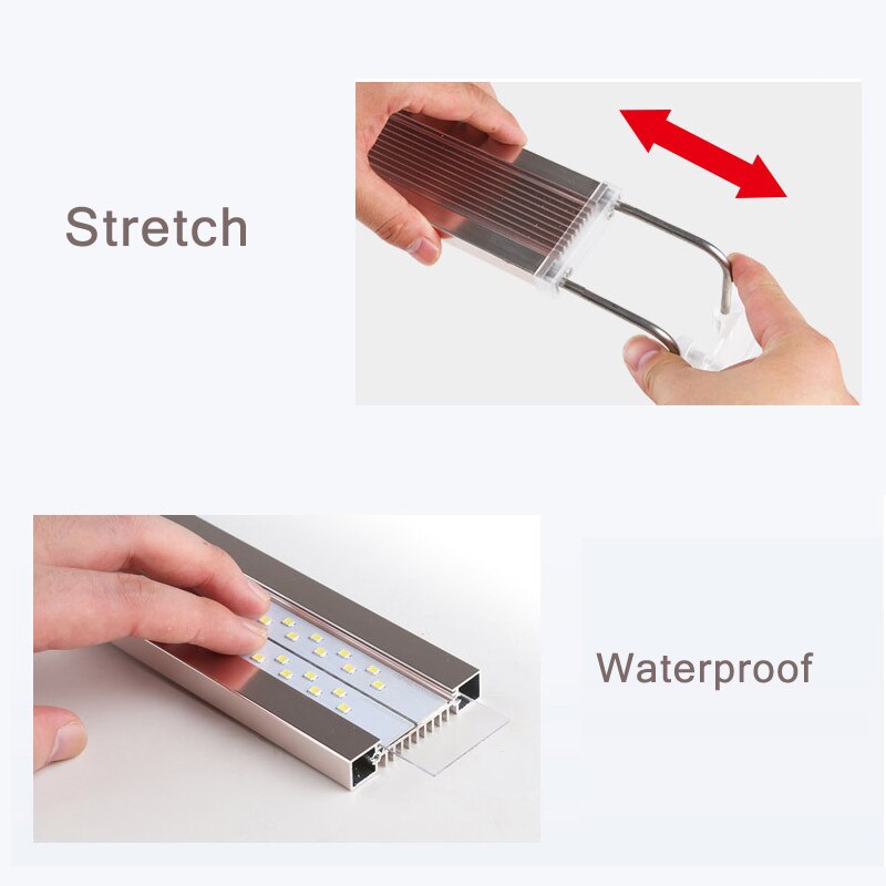Aquarium LED Light Super Slim Fish Tank Aquatic Waterproof Bright Clip Lamp White LED Plant Grow Lighting 5-24W 220V