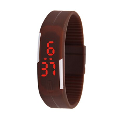 Silicone LED Sport numérique Bracelet montres Fitness décontracté électronique Bracelet hommes femmes garçons filles montre horloge enfants enfants: Marron