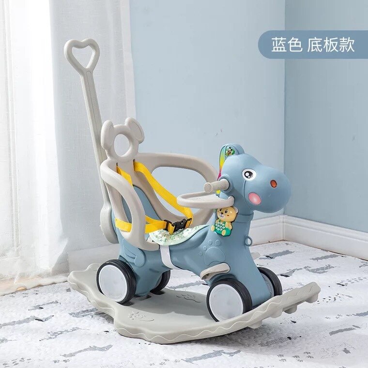 Chaise à bascule cheval plastique | Multifonction, d'anniversaire, chaise balançoire, poussette pour bébé de 1 à 5 ans,: Gris