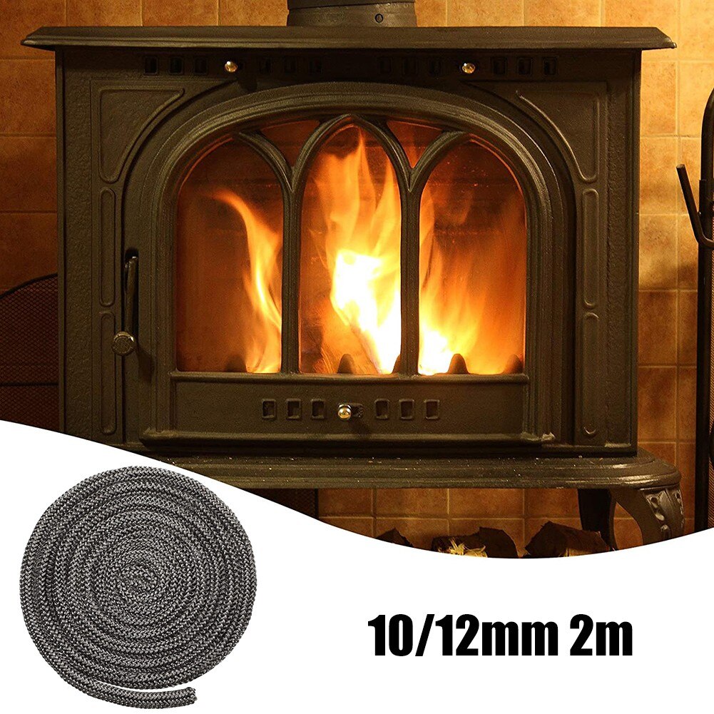 6/8mm 2m Length Black Stove Fire Rope Wood Burning Stove Log Burner Fireproof Seal Rope Resistance Home Winter Accessories