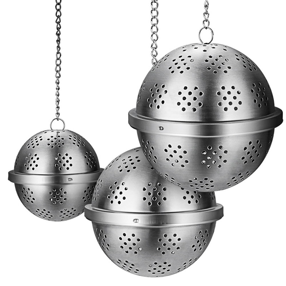 1pc- ball teinfuser nettfilter sølv rustfritt stål kule tekoker sil tefilter låsynge hjem kjøkkenverktøy s/m/l