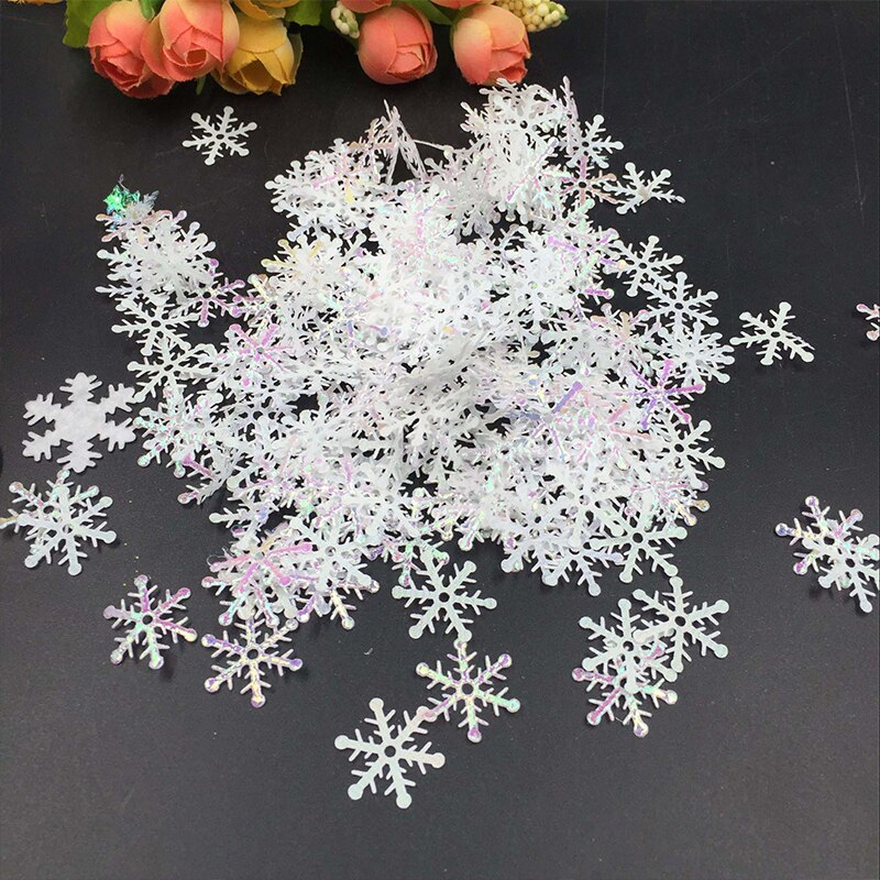 300 Stks/pak Kerst Sneeuwvlok Ornament Kerst Decoratie Voor Thuis Wit Plastic Sneeuwvlok Boom Natal Decoratie