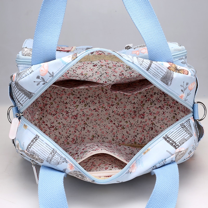 Multi-Layer Nylon Vrouwen Schoudertassen Mode Eenvoudige Grils Handtassen Messenger Bags Gedrukt Bloemen Crossbody Tassen