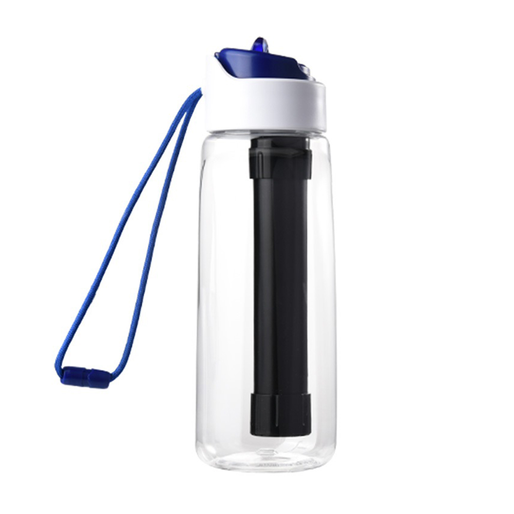 Tazza bevente del filtro dalla bottiglia del depuratore di acqua 750ml per le attività all'aperto di campeggio d'escursione, ultima tecnologia di filtrazione dell'acqua di emergenza: Transparent color