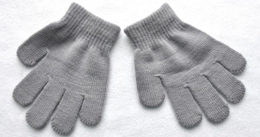 Baby kid handsker strikkede handsker efterår vinter helfinger strikkede goves vanter: Grå