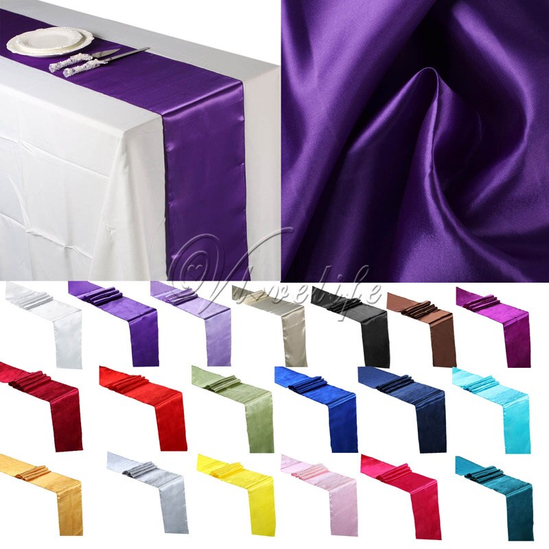 Purple Satin Table Runner 12" x 108" Wedding Party Home Hotel Table Decor Suppies 30x275cm