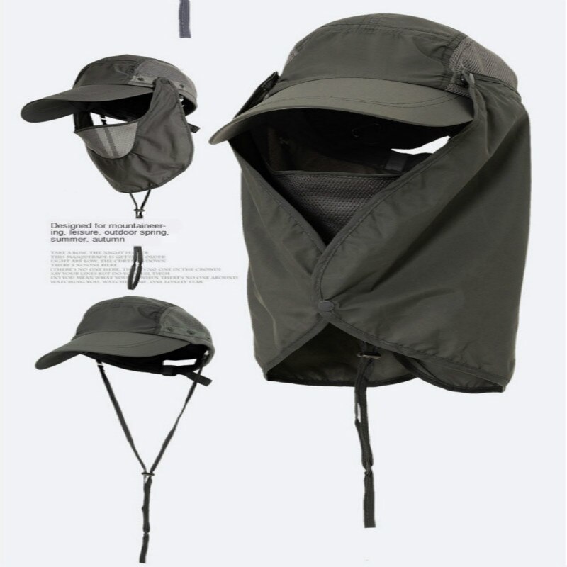 Vissershoed uv-beschermende zonnehoed opvouwbaar afneembaar zomer heren dames zonnepet voor wandelen strand ed kampeeruitrusting: Donkergrijs
