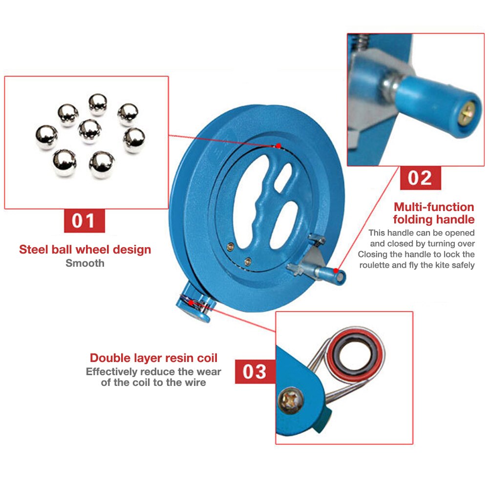 Professionele Kite Lijn Winder Kronkelende Reel Grip Wiel Met 650 Voeten (60LBS) vliegende Line String Vliegende Gereedschap Voor Kids Volwassenen