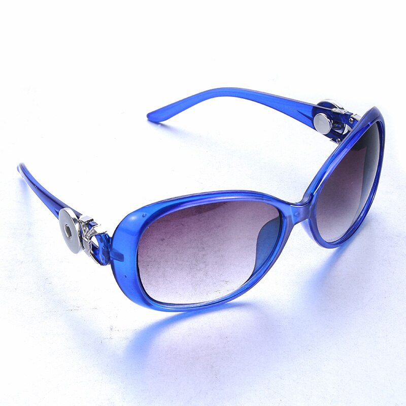 5 farver boom life snapknapp solbriller retro ovale briller briller solbriller passer 18mm snap knap til kvinder snap smykker: Blå