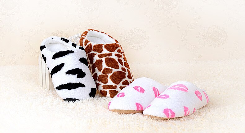 Flip Flop Slippers Koeien Katoen Thuis Slippers Lip Print Slippers Winter Warm Pluche Indoor Mannen Slipper Warme Zachte Bodem Schoenen
