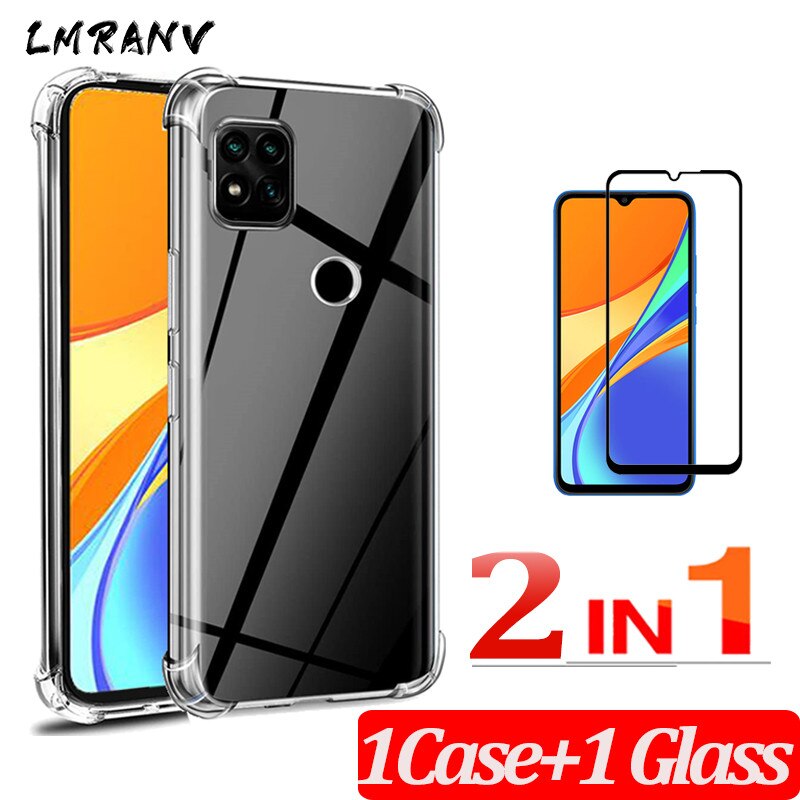 Étui de protection Redmi 9C NFC + film en verre pour Xiaomi Redmi 9 C Global M2006C3MG étui de smartPhone en Silicone redmi 9a 9c couverture arrière: redmi 9a / 2-in-1 case