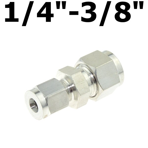 Compressor Fitting Reducer Union 1/8" 1/4" 1/2" 6mm 8mm 10mm 12mm OD Pipe Ferrule Tube Coupler Connector Stainless Steel 304: 6.35mm-9.52mm
