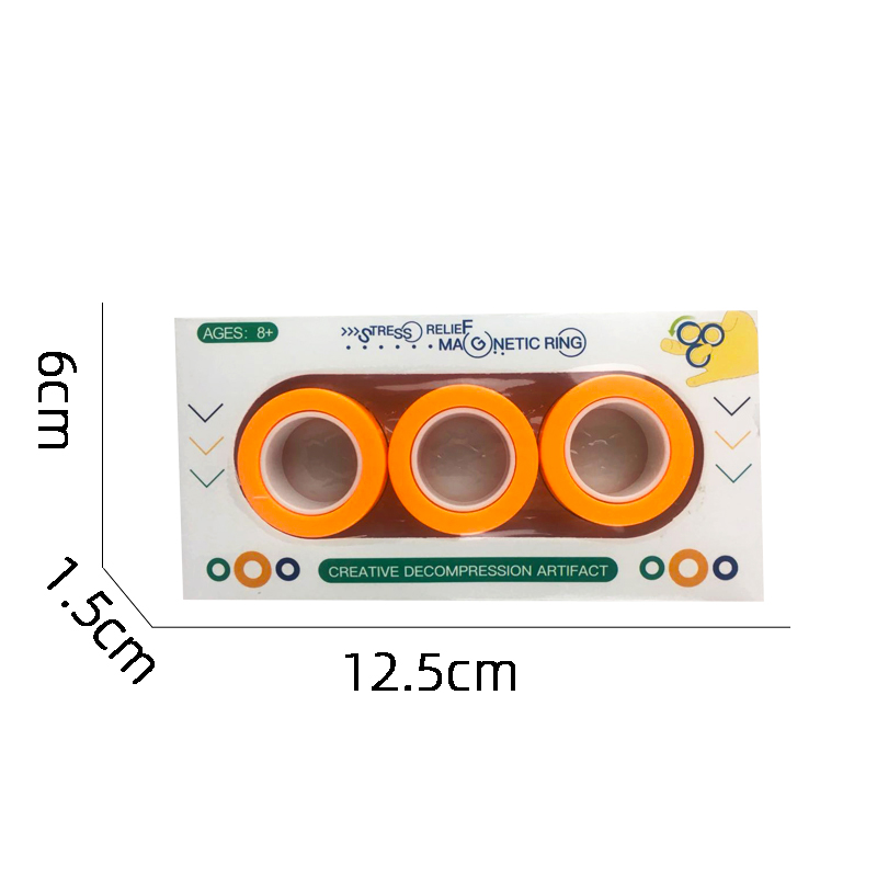 Anillos magnéticos Fidget Toy para adultos, Idea TDAH Ansiedad Juego de juguetes magnéticos Fidget Spinner Anillos para aliviar, para adolescentes: Naranja