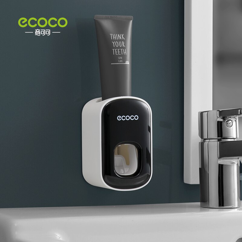 Distributeur mural automatique de dentifrice et porte-brosse, ensemble d&#39;accessoires de salle de bains, pressoir de pâte à dents, distribution toilette, outil de suspension: 1 PC black