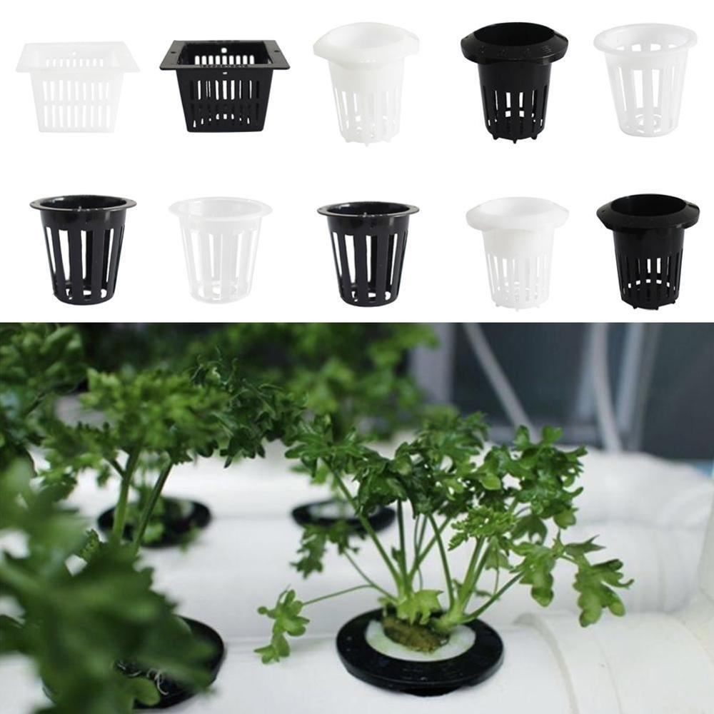 Haofy 10 Cestelli Portapiante Retati In Plastica PP Per Idrocoltura E Giardinaggio - Diametro 8,3 Cm, Altezza 6,5 Cm - Colore Nero (10 Pezzi)